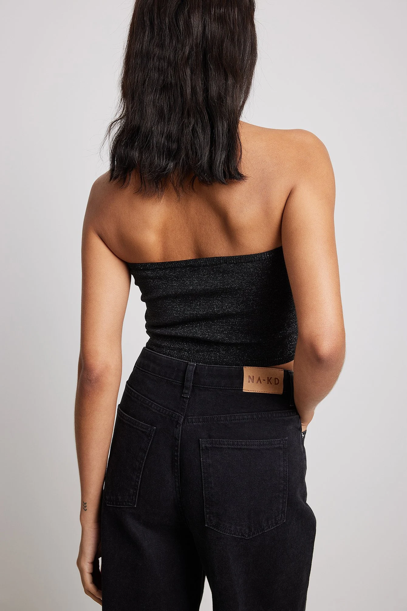 Bandeau-Oberteil aus Glitzerstrick