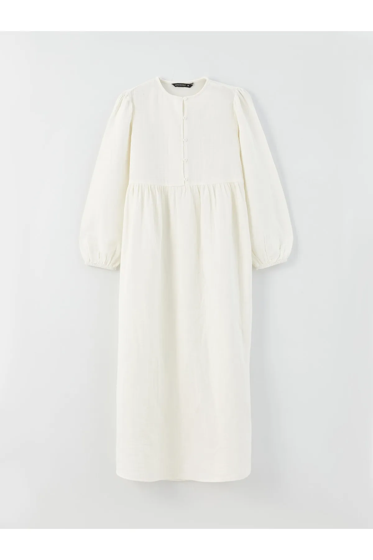 LC Waikiki  Gerades, langärmliges Damenkleid mit Rundhalsausschnitt