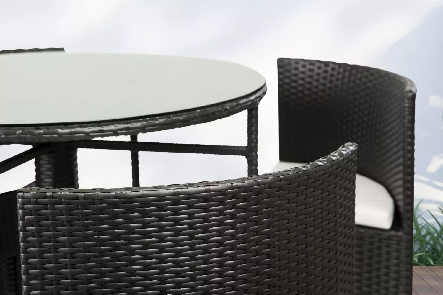PureHaven Gartenbar-Set Bar-Set 100x110 cm wetterbeständiges Polyrattan, (5-tlg)