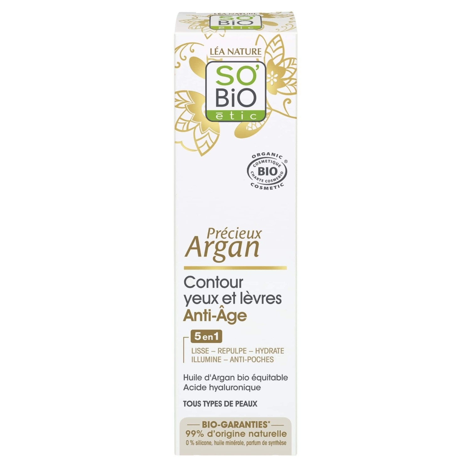 SO BiO étic Anti-aging øye- og leppekonturkrem, dyrebar argan
