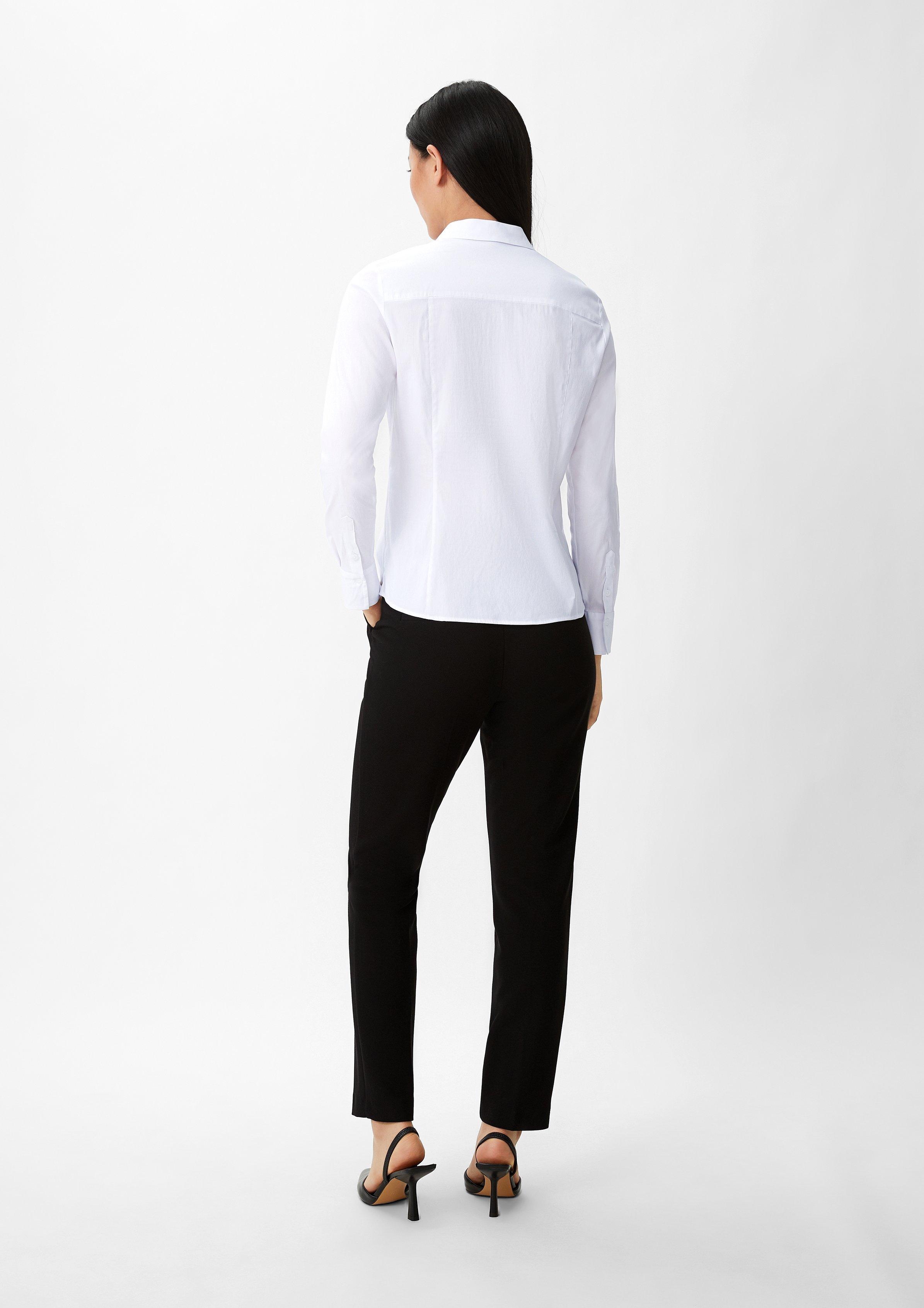 Bluse aus Baumwollstretch - weiß