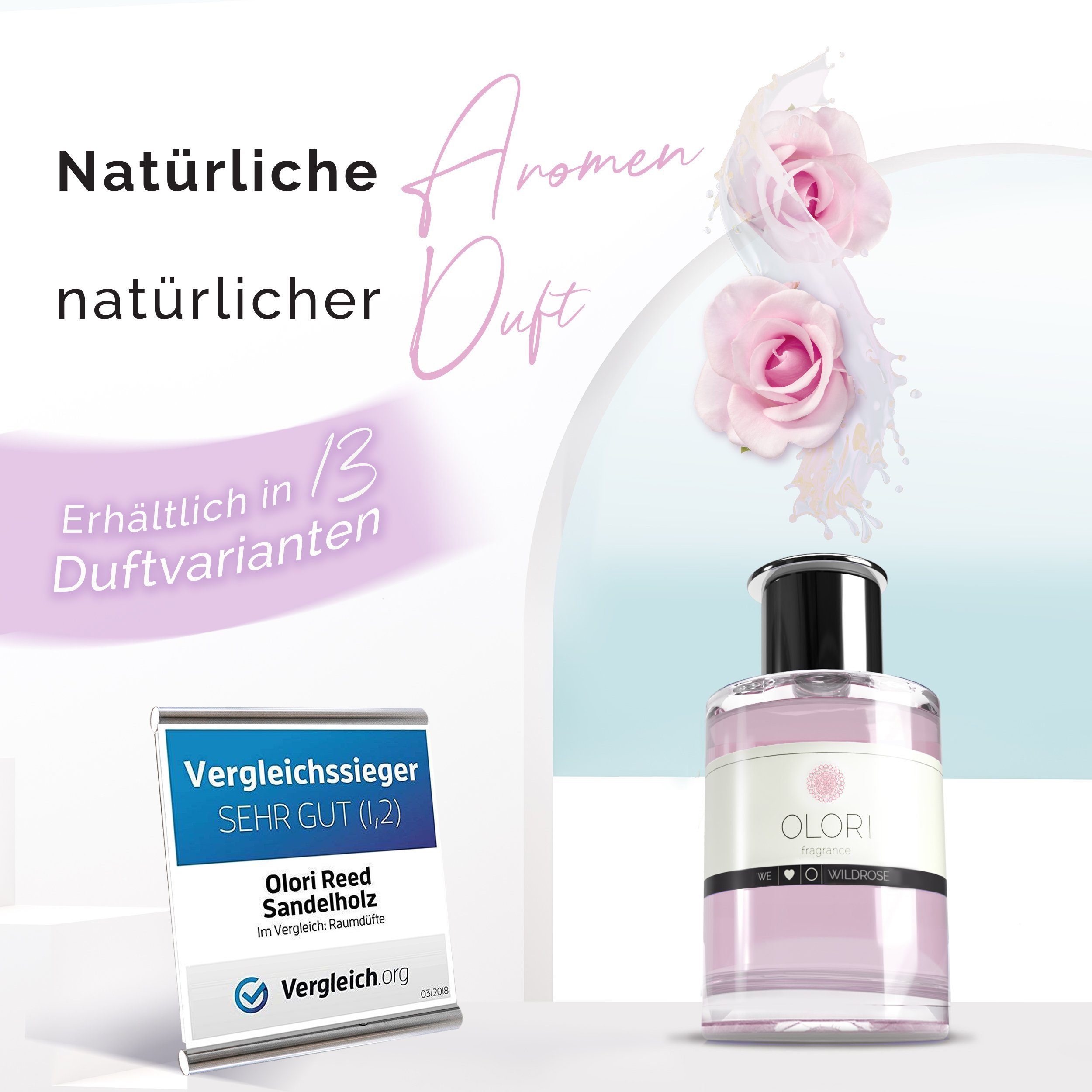OLORI Raumduft Diffuser I Rose I mit ätherischen Ölen I 200 ml (1-St)
