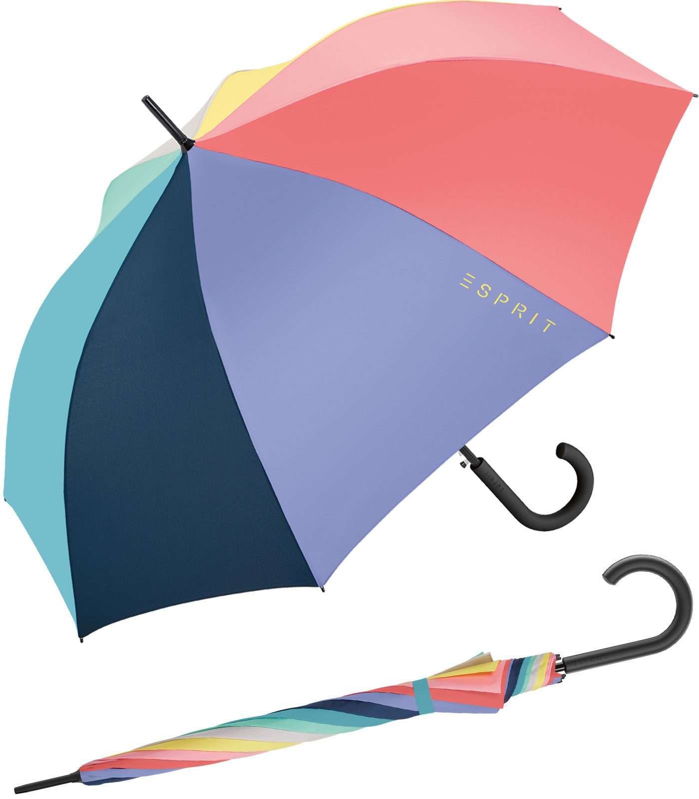 Esprit Langregenschirm Damen-Regenschirm mit Automatik FJ 2023, groß und stabil, in den Trendfarben