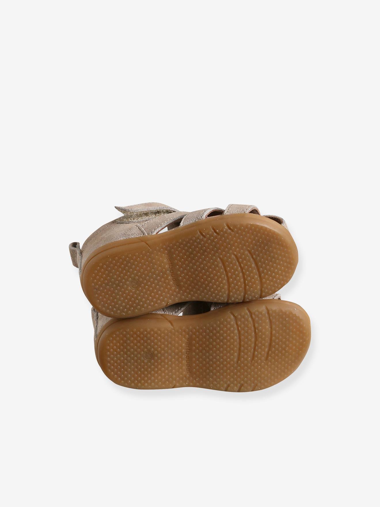 Sandales scratchées cuir bébé premiers pas cognac