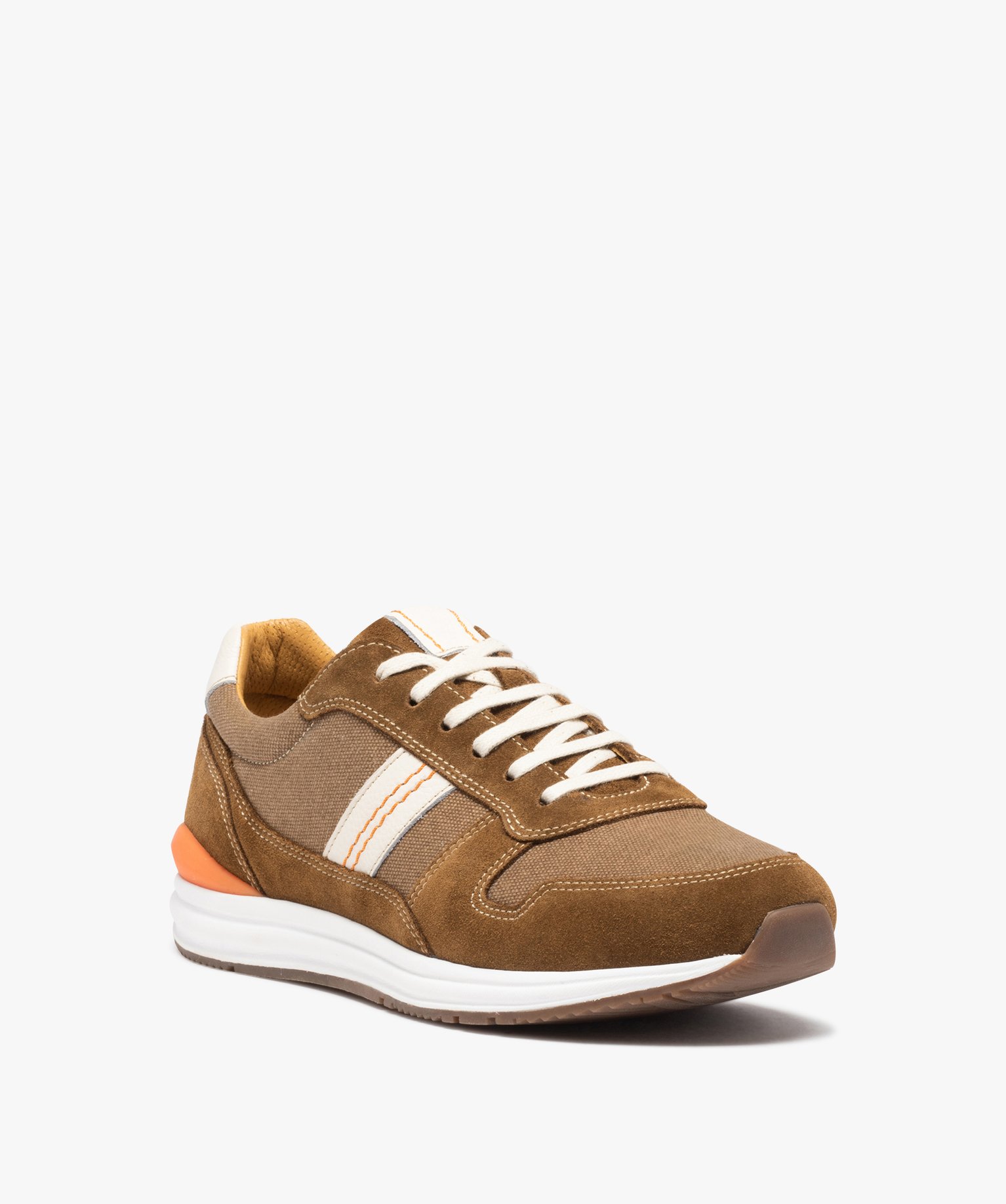 Baskets homme dessus toile et cuir - Tanéo camel | GEMO