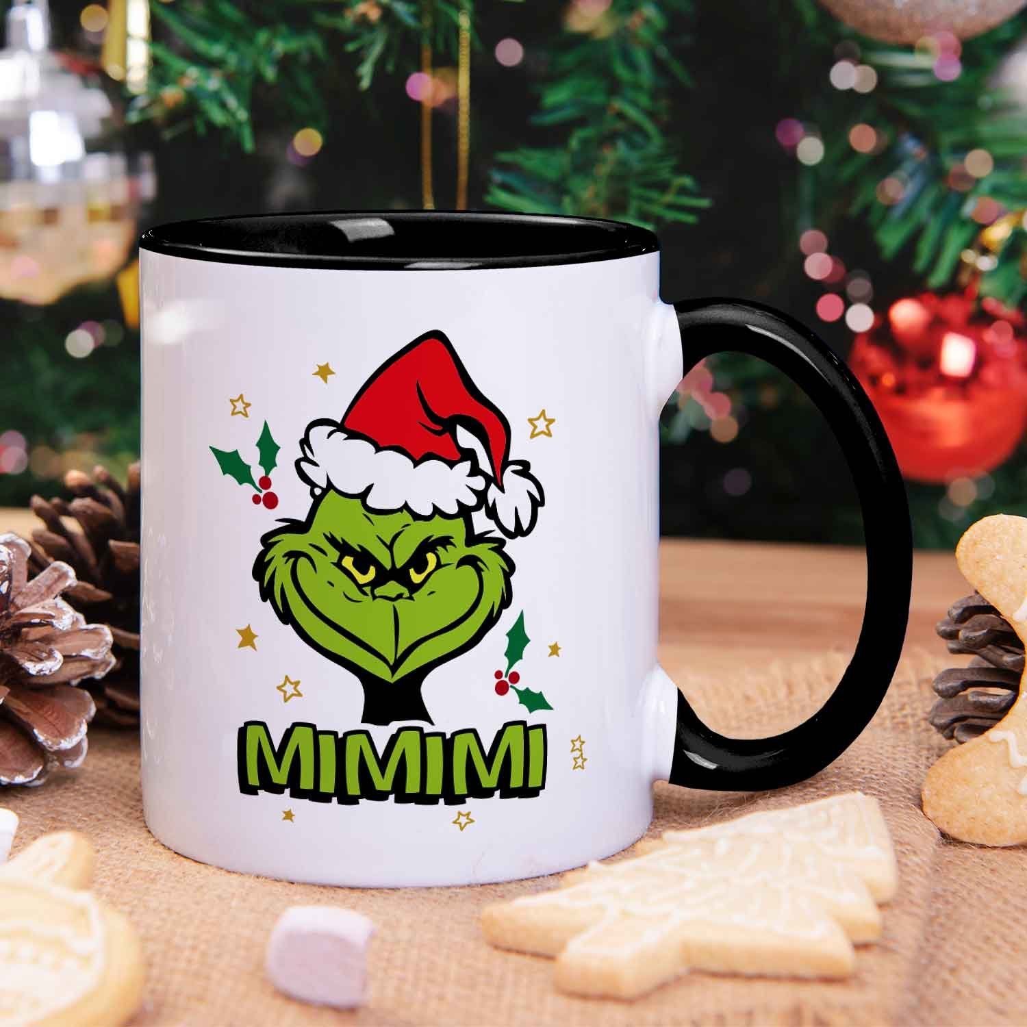 GRAVURZEILE Tasse mit Weihnachtsmotiv - Geschenke für Frauen & Männer zu Weihnachten, Spülmaschinenfest - Grinch MiMiMi - Schwarz und Weiß