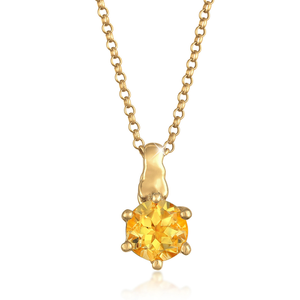 Elli Elli Collier Pendentif solitaire classique pour femme avec pierre de citrine en a collier