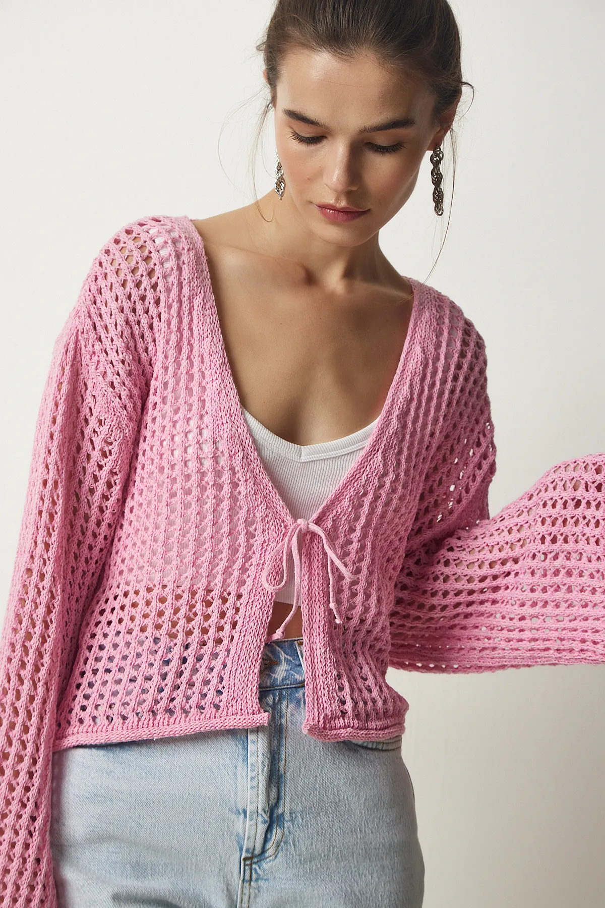 Happiness İstanbul  Strickjacke - Rosa - Regular Fit