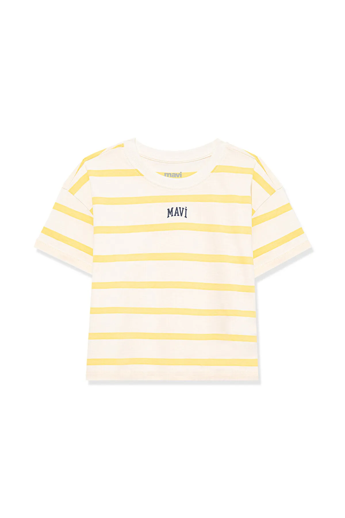 Mavi  Gelb gestreiftes, kurzes T-Shirt mit Logo-Aufdruck - Short Cut7610182-71368