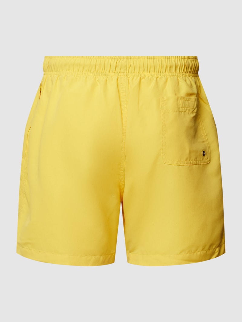 Badeshorts mit Label-Stitching in gelb