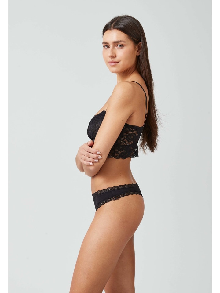 SNOCKS Tangas mit Spitze aus Bio-Baumwolle 3 Stück in Schwarz günstig kaufen