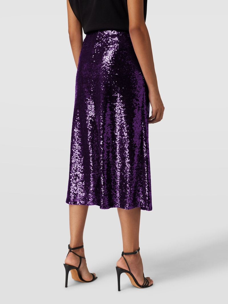Midirock mit Paillettenbesatz in purple