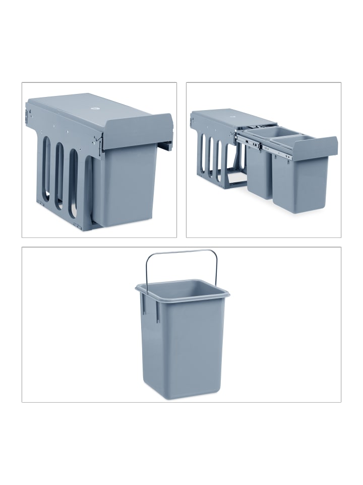 relaxdays Einbaumülleimer in Grau - (B)25x (H)35,5 x (T)47 cm günstig kaufen onesize