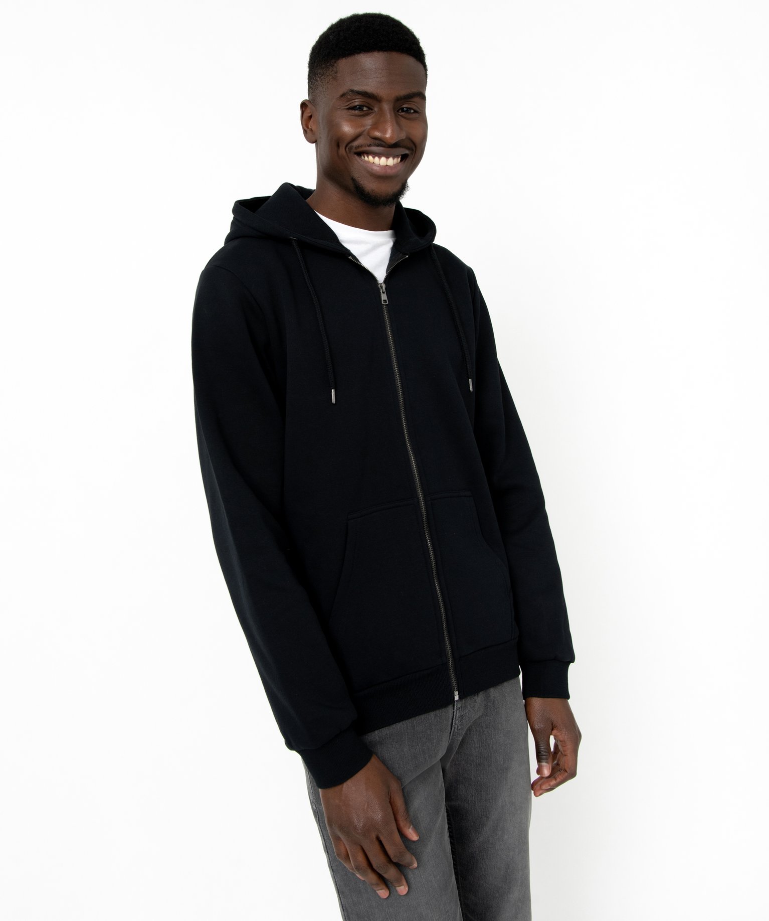 Sweat zippé à capuche homme noir | GEMO