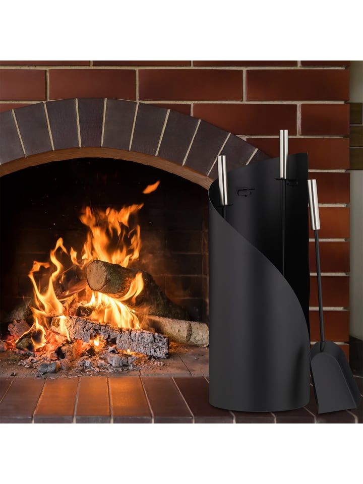 relaxdays 4tlg. Kaminbesteck in Schwarz günstig kaufen onesize