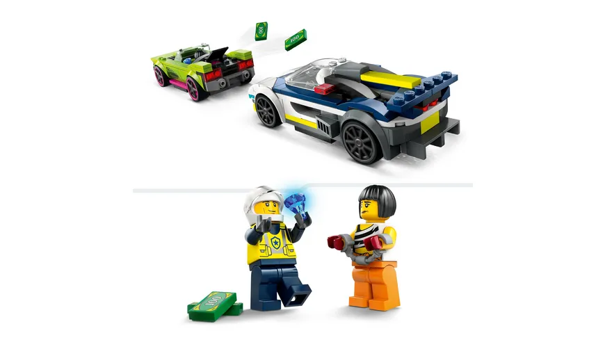 LEGO City 60415 Verfolgungsjagd mit Polizeiauto und Muscle Car
