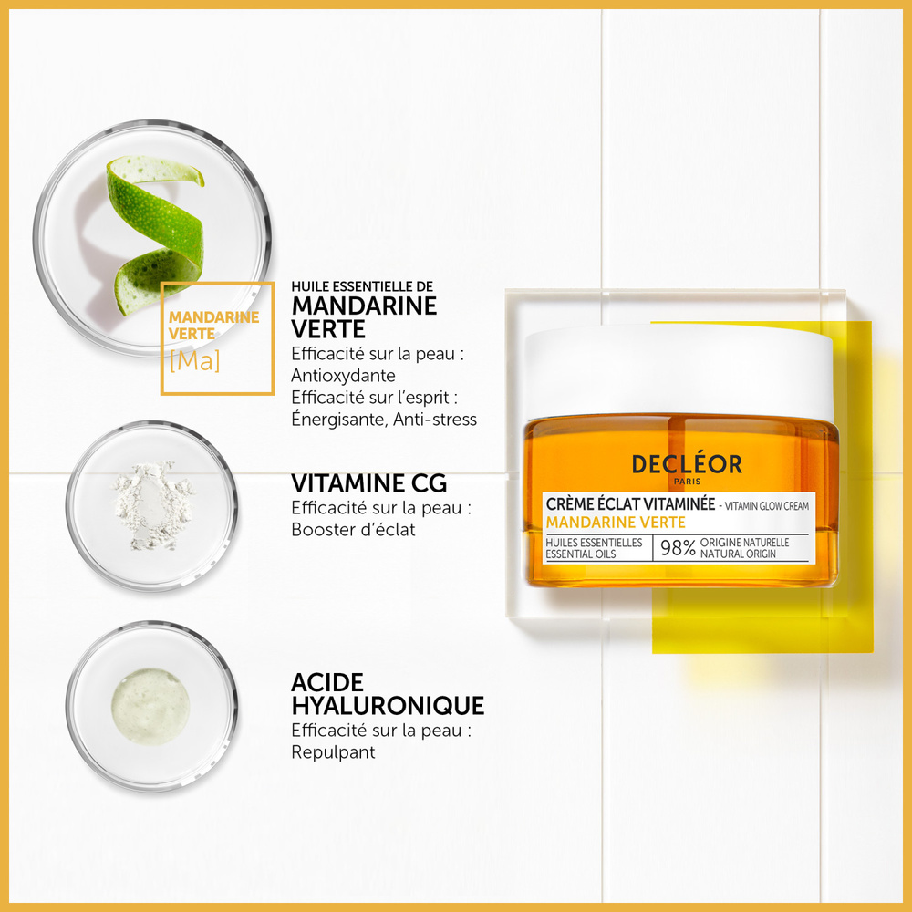 Decléor CREME ECLAT VITAMINEE MANDARINE VERTE Crème visage anti-rides booster d'éclat