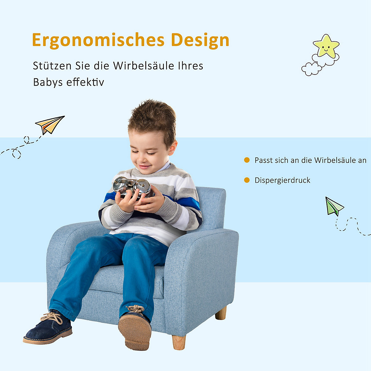 Kindersessel mit Holzfüßen