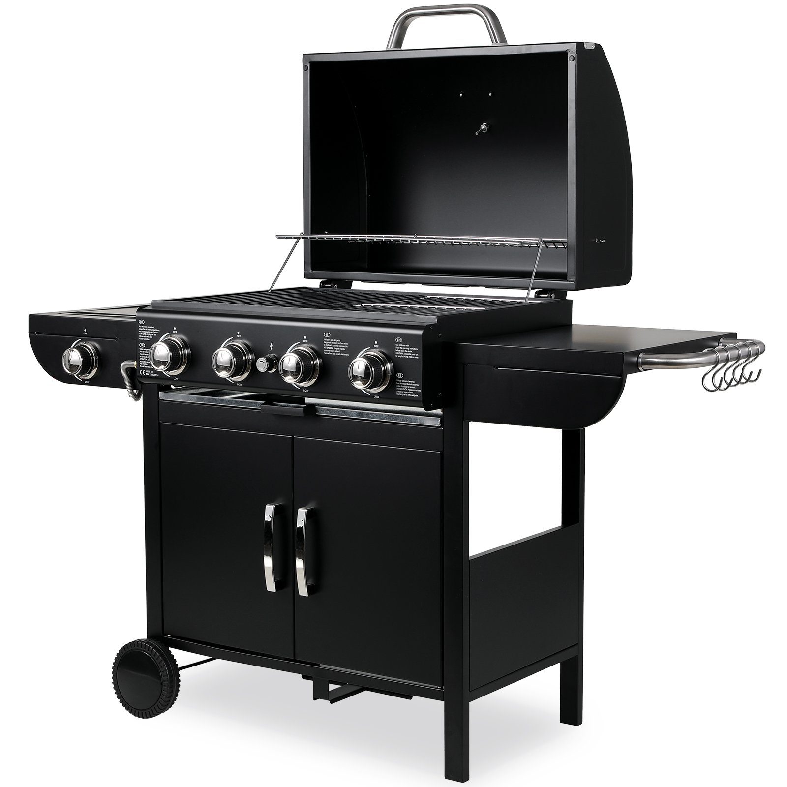 TLGREEN Gasgrill Gasgril BBQ Grillwagen 4+1 Brenner Große Grillfläche