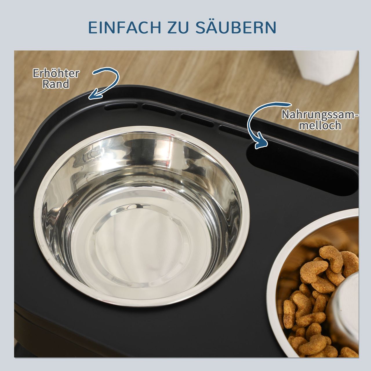 PawHut Erhöhtes Futterstation, Verstellbare Futterschale Hundenapf aus Edelstahl