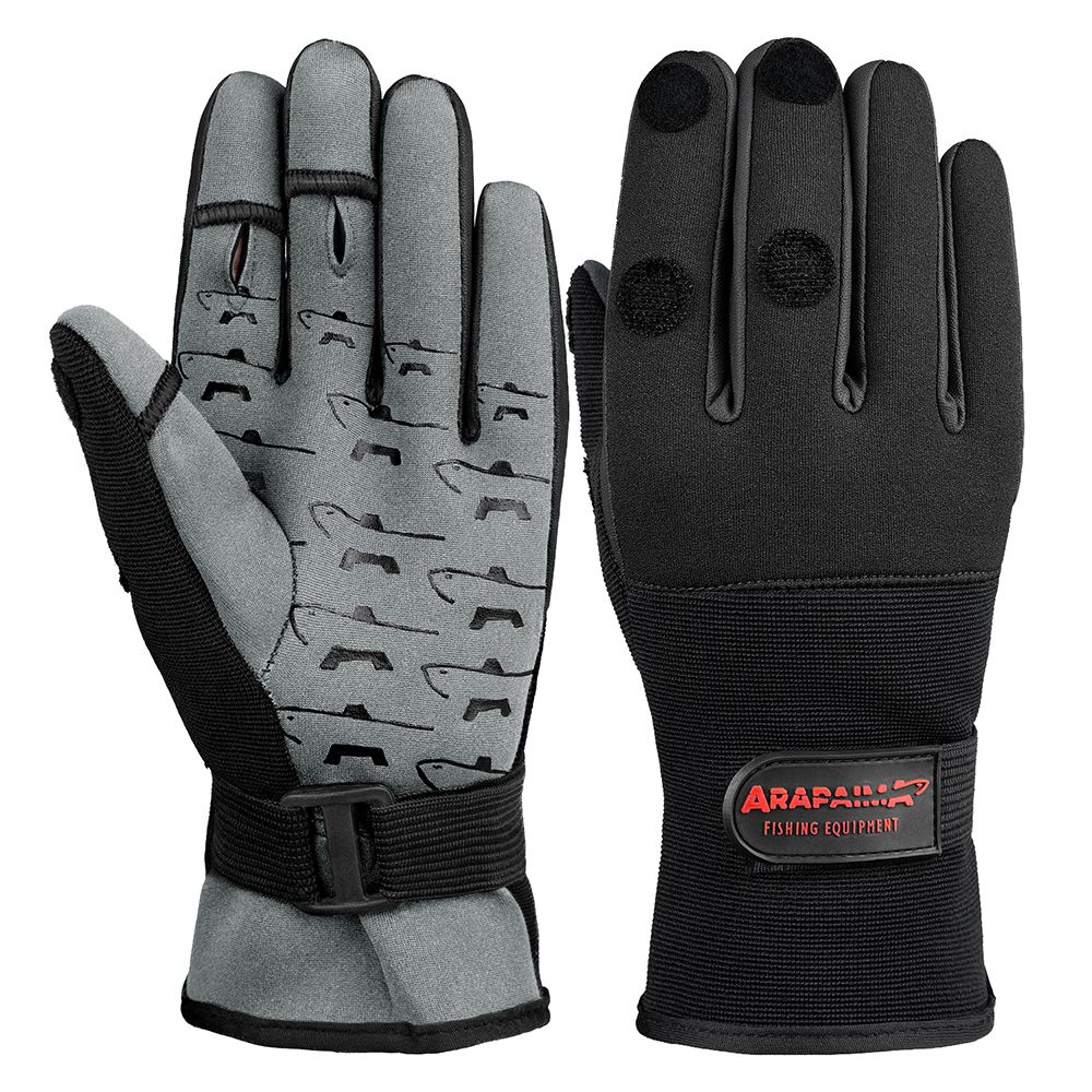 Arapaima Fishing Equipment BlackGrey Neopren Angelhandschuhe