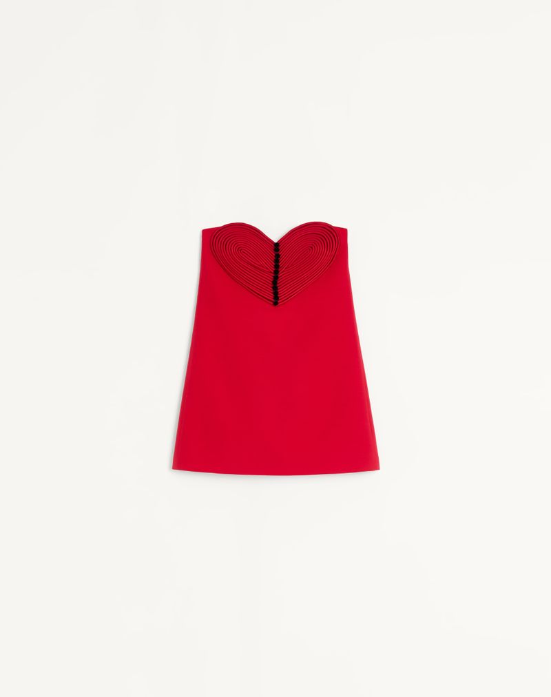 Vestido curto de crepe bordado de alta costura