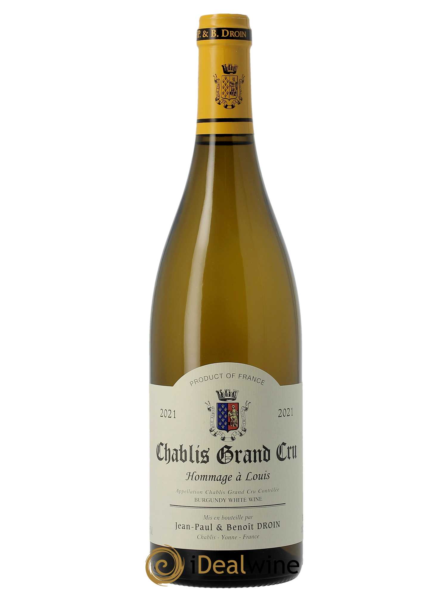 Chablis Grand Cru Hommage à Louis Jean-Paul & Benoît Droin (Domaine)  2021 - Lot de 1 Bouteille