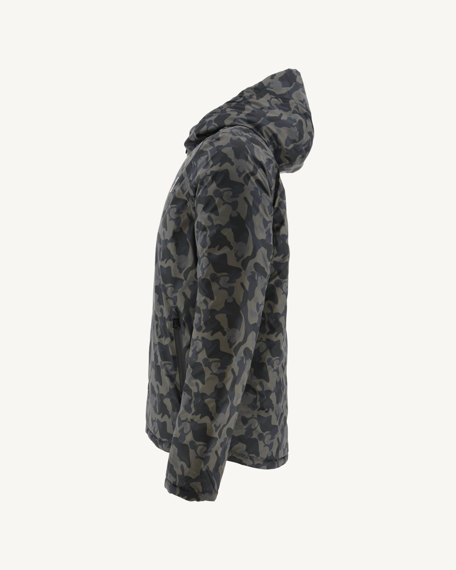 Doudoune réversible à capuche Print militaire/Noir Bergen