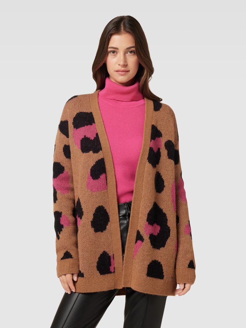 Cardigan mit Alpaka-Anteil und Allover-Muster Modell 'Anique' in pink