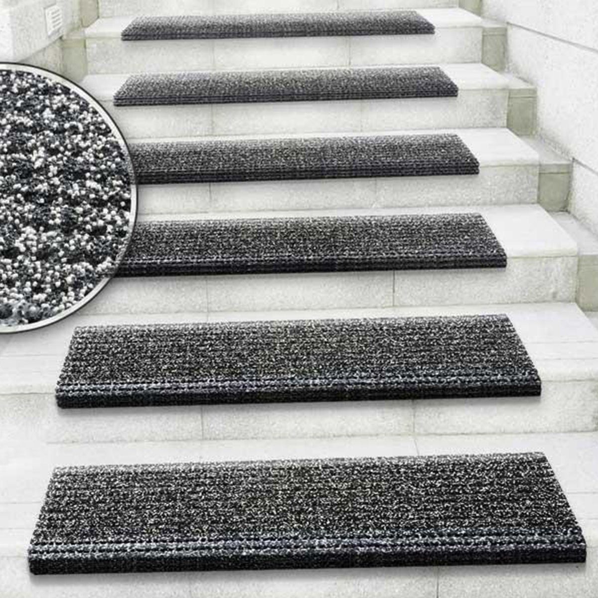 Stufenmatte Sicherheit, 2 Farben & 2 Größen, Treppenschutz, Sicherheitsstufenmatte, Karat, Rechteckig, Höhe: 65 mm, für Außenbereiche