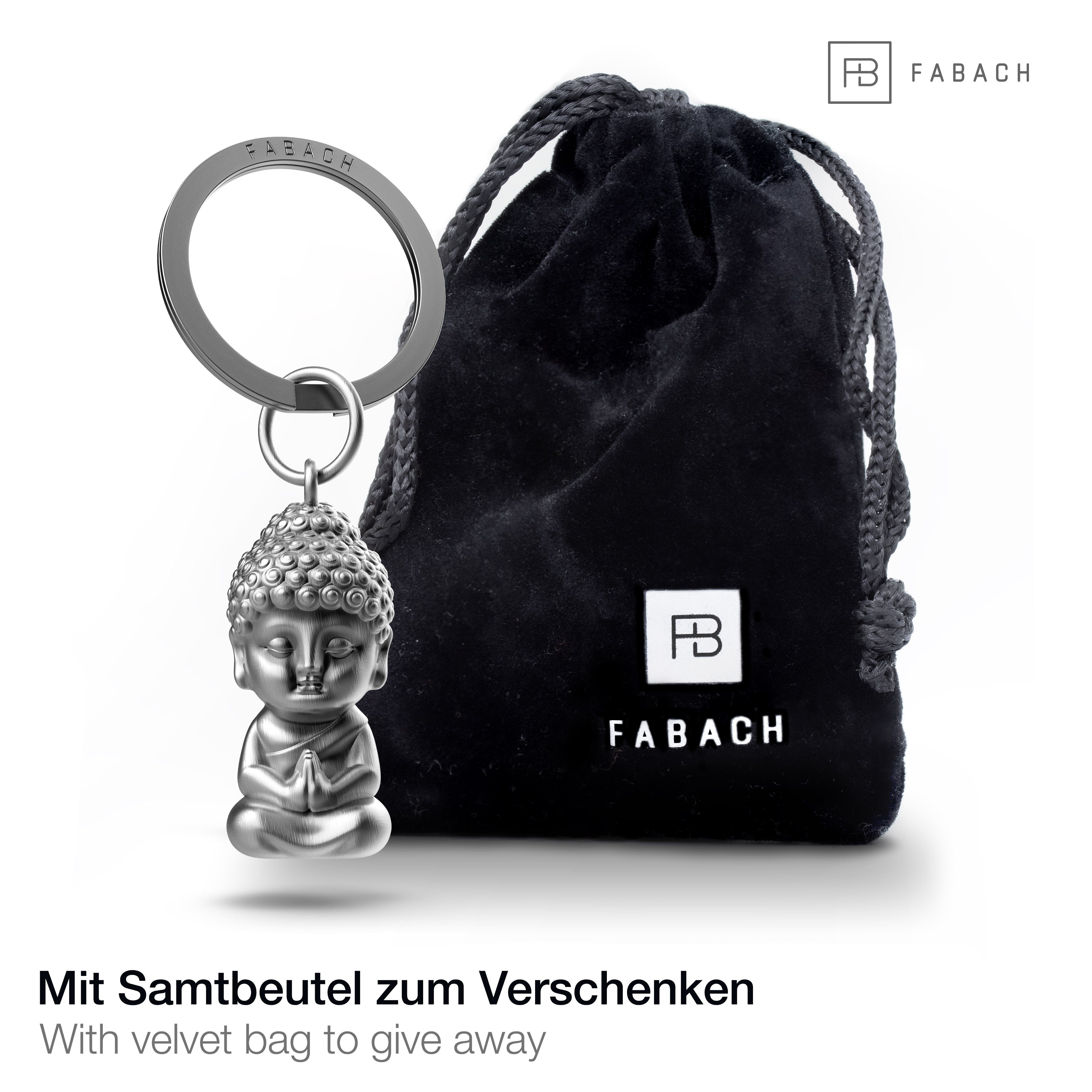 FABACH Schlüsselanhänger Buddha aus Metall - Karma Anhänger - Mini-Buddha Glücksbringer