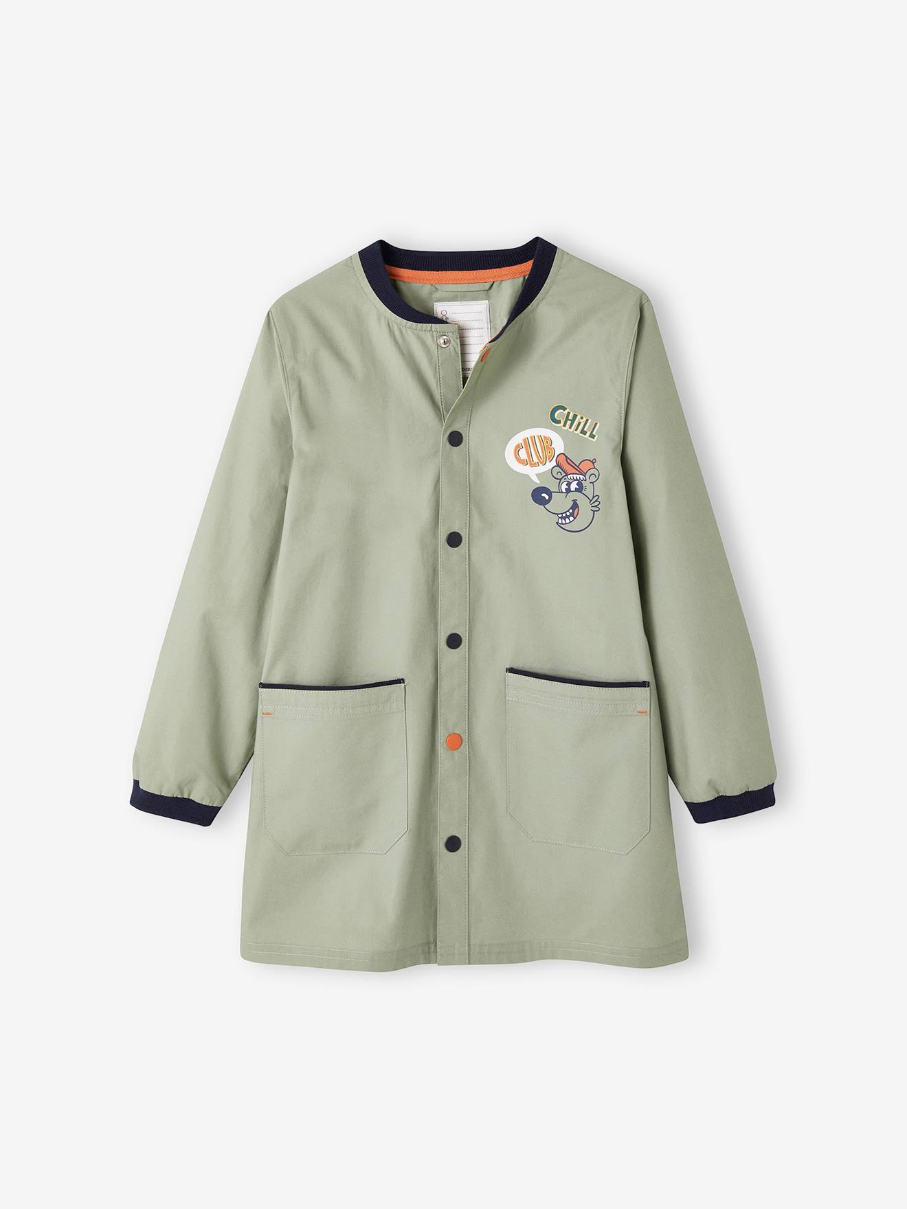 Tablier d'écolier Mascotte personnalisable garçon lichen
