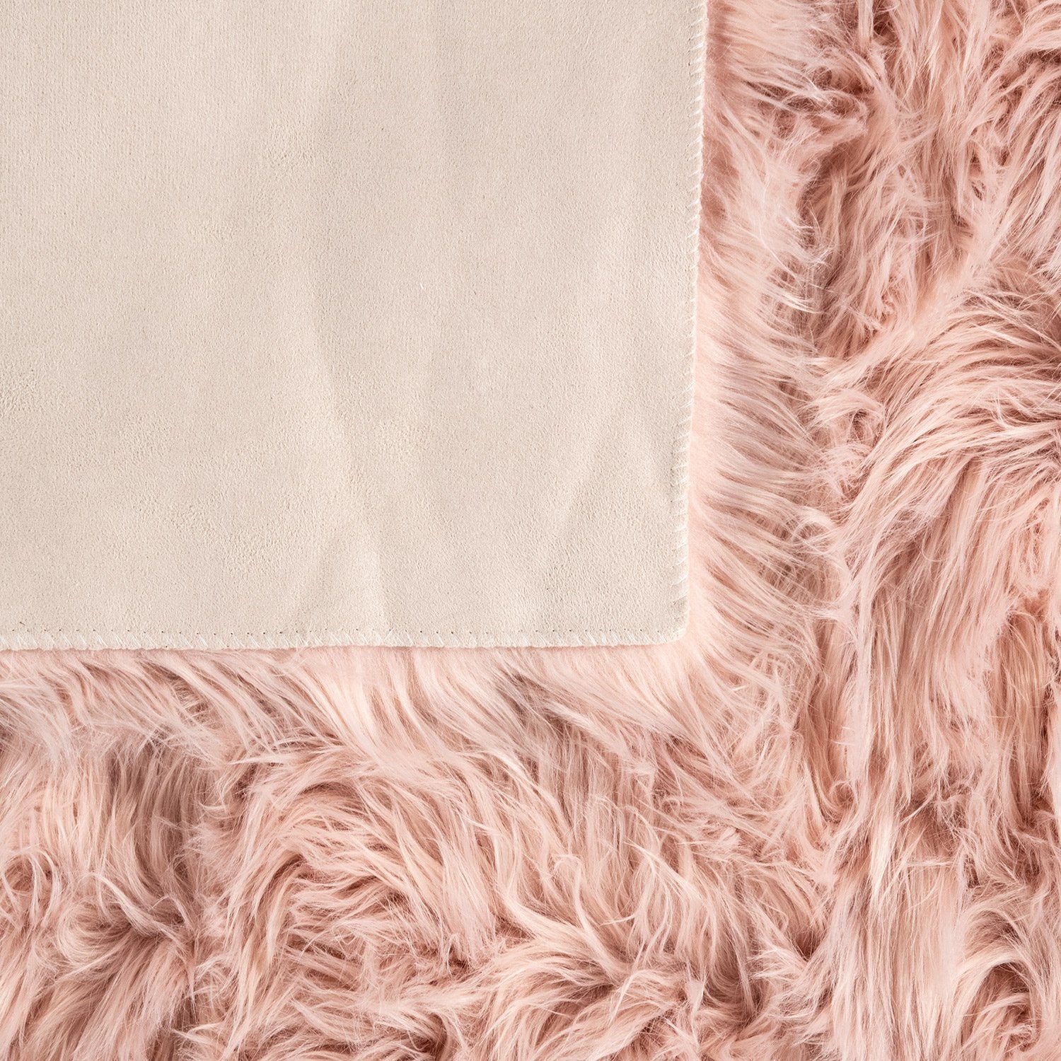 Fellteppich Wohnzimmer Hochflor Teppich Kunst-Fell Design, TT Home, rund, Höhe: 64 mm