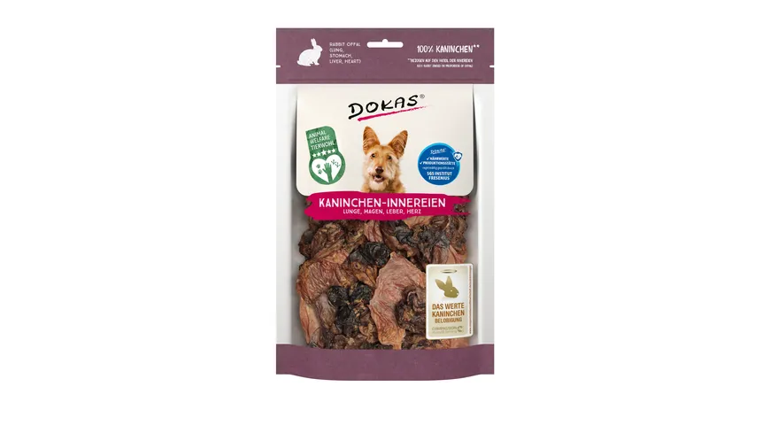 Dokas Hundesnack Kaninchen-Innereien 100 g