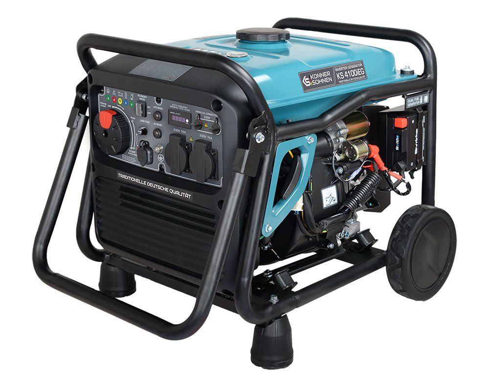 Könner & Söhnen Stromerzeuger KS 4100iE G, 4,00 in kW, (DUAL-FUEL Benzin/LPG Invertergenerator, 1-tlg., 2 USB-Anschlüsse, LED-Anzeige), ECO-Modus, Kupferwicklung, Stromerzeuger ultraleise EURO V