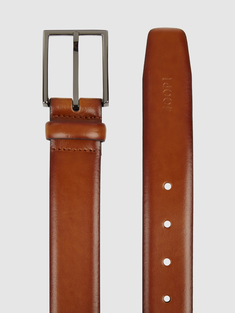 Ledergürtel mit Logo-Prägung in cognac