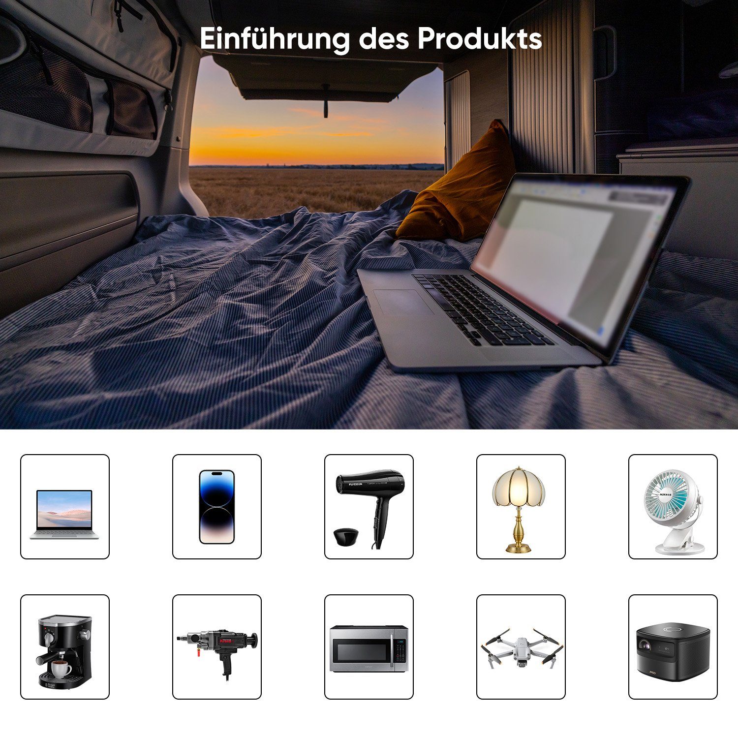 CITYSPORTS Solaranlage FULLSENT, Faltbares Solarmodul Solartasche 100/200W+Powerbank 1200W 1248WH