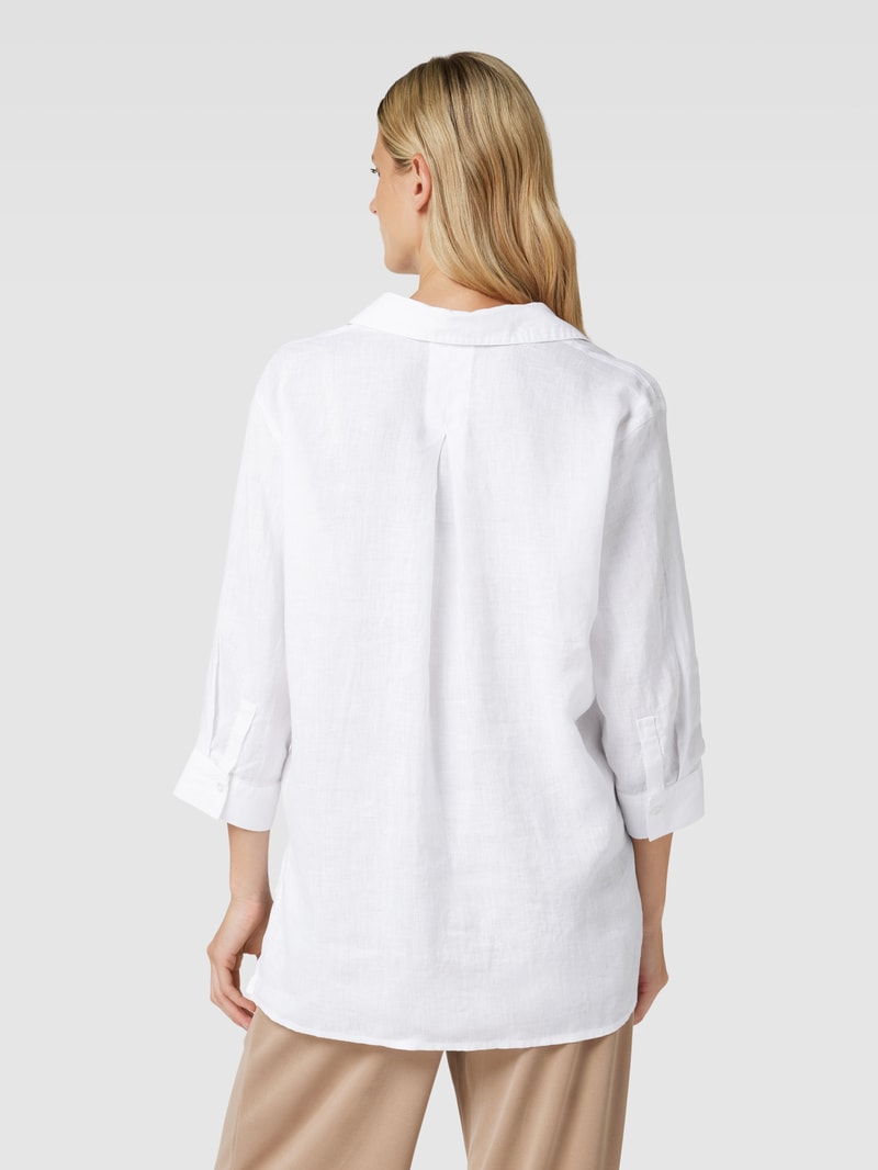 Leinenbluse mit 3/4-Arm Modell 'Fengani' in weiß