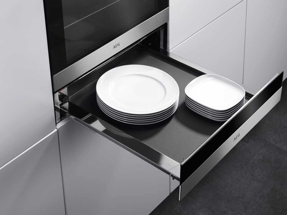 AEG Einbau-Wärmeschublade KDK911422M, Geschirrwärmer 6 MGD Edelstahl/Schwarzglas Softtip