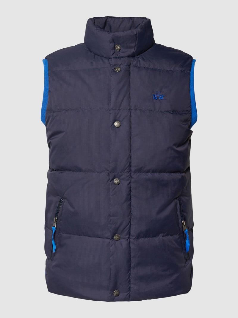 Daunenweste mit Label-Stitching in marineblau