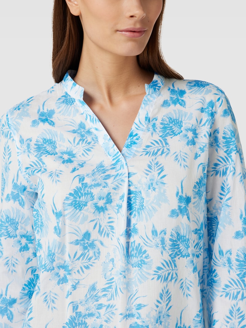 Bluse mit floralem Muster Modell 'Tunika' in blau