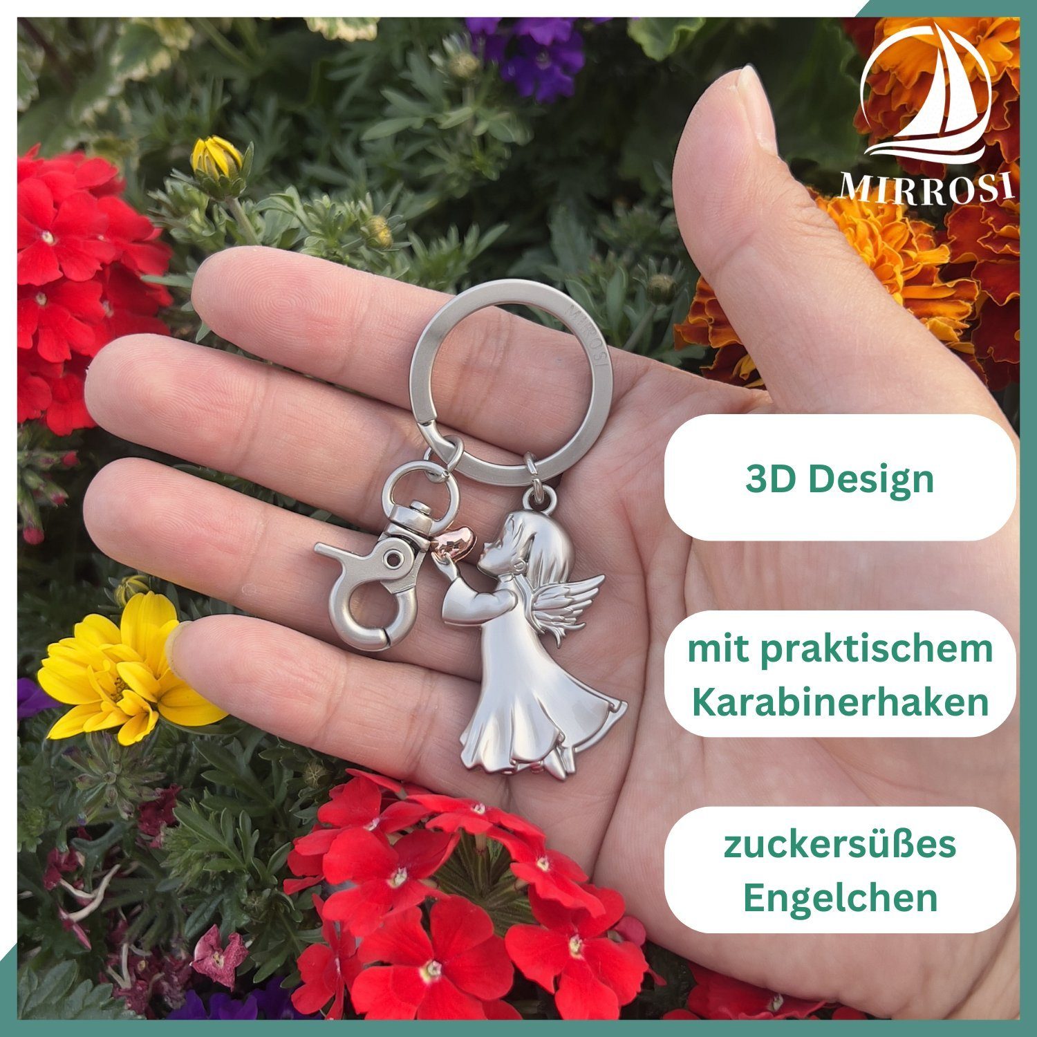 MIRROSI Schlüsselanhänger Schutzengel Engel 