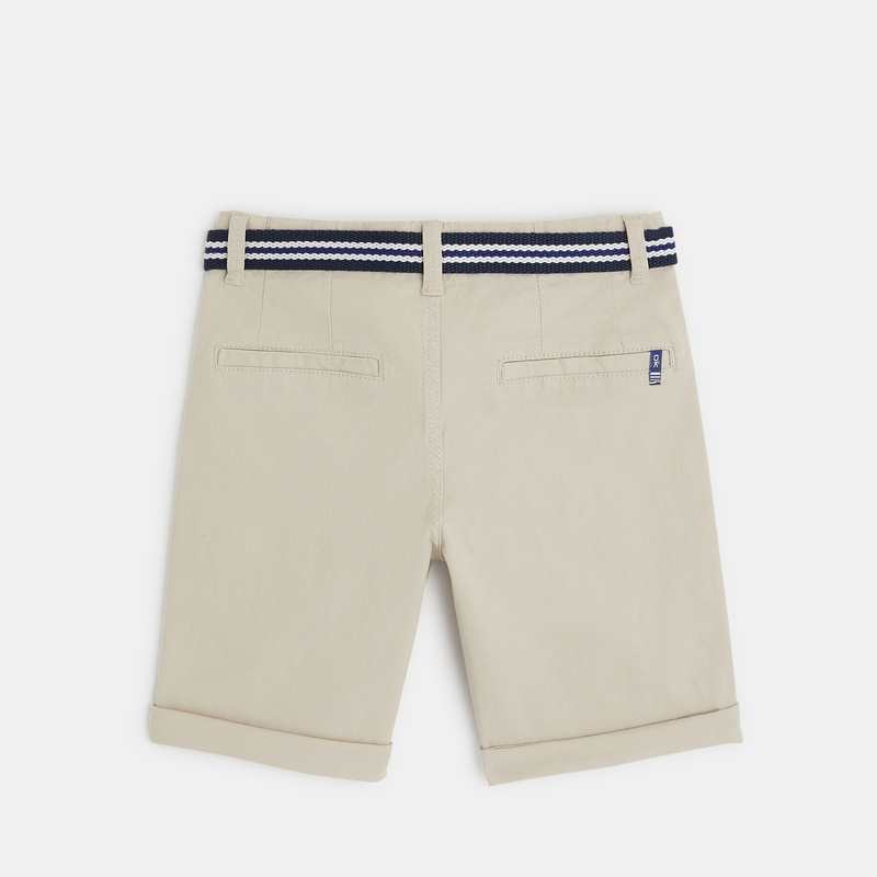 Bermuda stretch imprimé ceinturé beige garçon