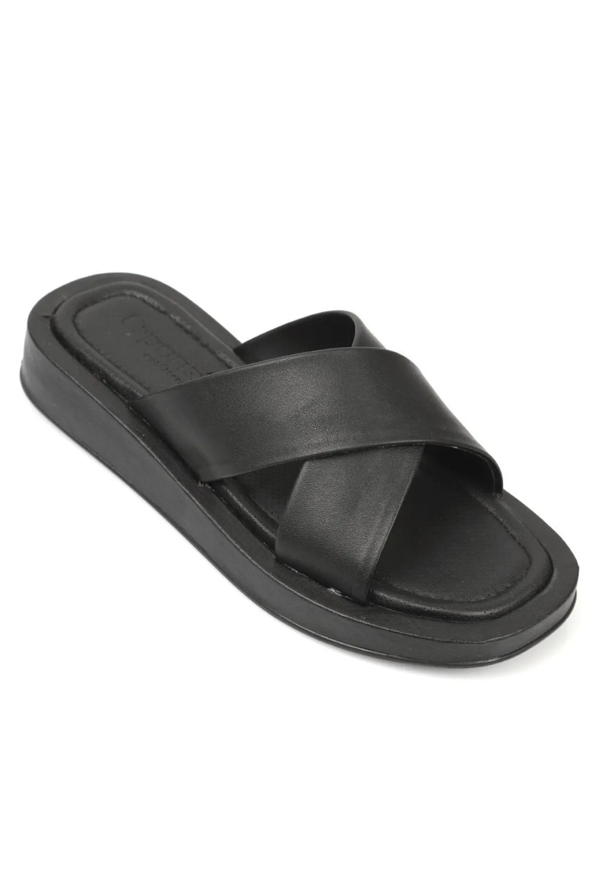 Capone Outfitters  Schwarze Capone-Hausschuhe mit Kreuzriemen für Damen