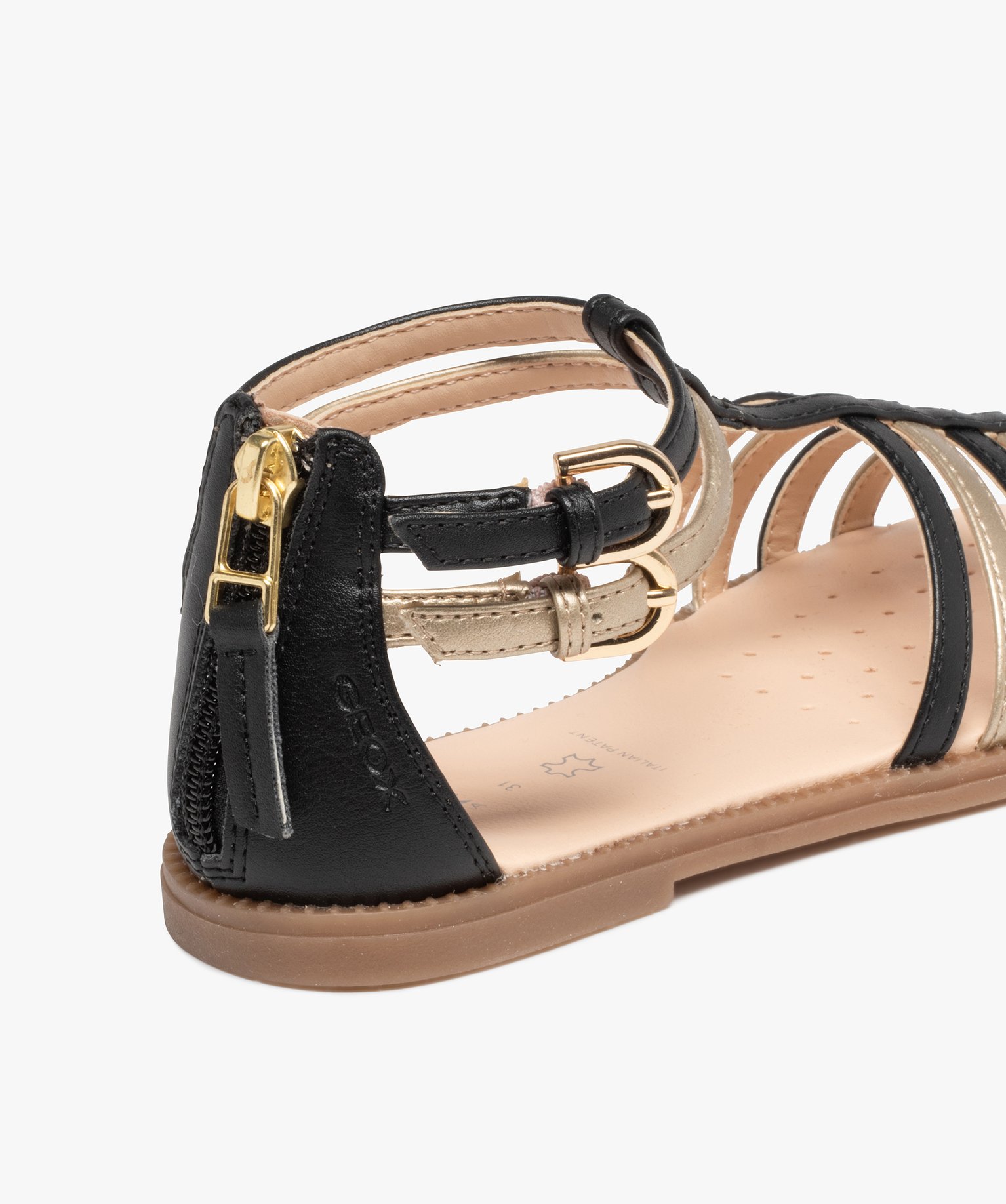 Sandales fille zippées à brides métallisées – Geox noir | GEMO