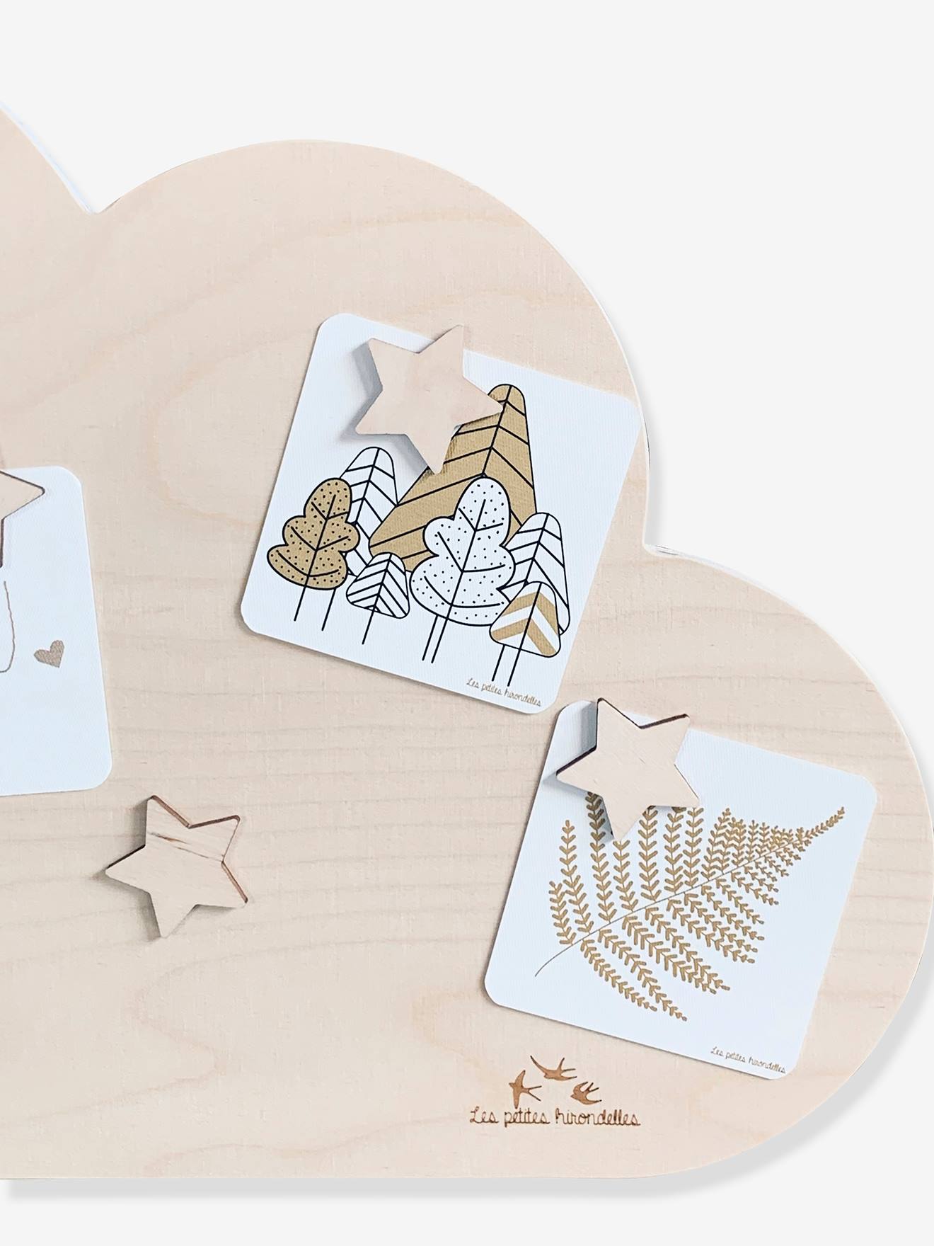 Les Petites Hirondelles Kinderzimmer Pinnwand WOLKEN & STERNE LES PETITES HIRONDELLES - natur