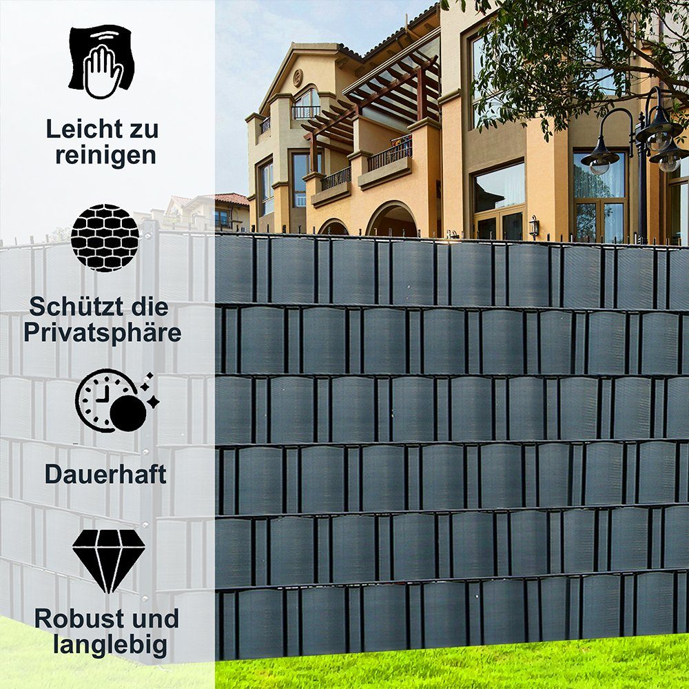 Mucola Sichtschutzstreifen Sichtschutz 10X PVC Sichtschutzstreifen Zaunfolie Windschutz Garten, (10er Set), Hart PVC