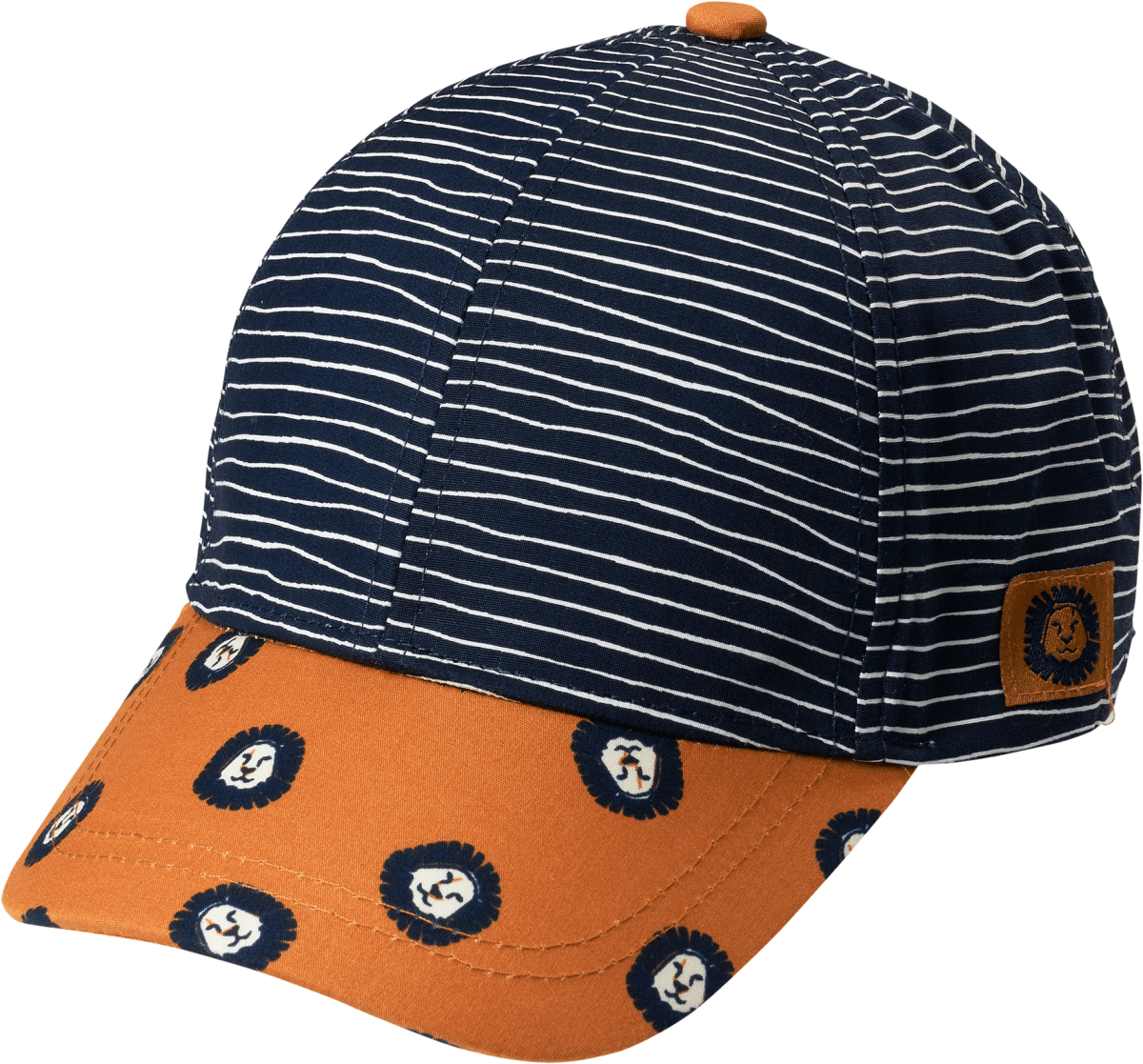 Basecap mit Löwen-Muster, blau & orange, Gr. 52/53, 1 St