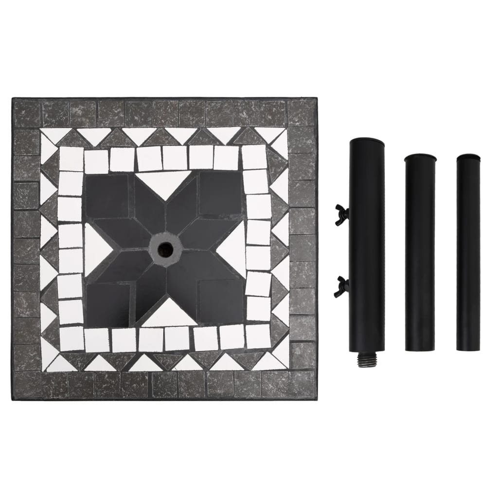 vidaXL Schirmhalter Sonnenschirmständer Schwarz und Weiß Quadratisch 12 kg Schirmfuß