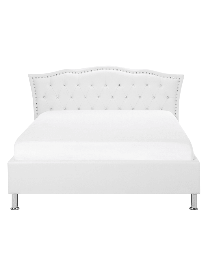 Beliani Doppelbett METZ in Weiß/Schwarz/Silber - (W) 168 x (H) 102 x (L) 217 cm günstig kaufen onesize
